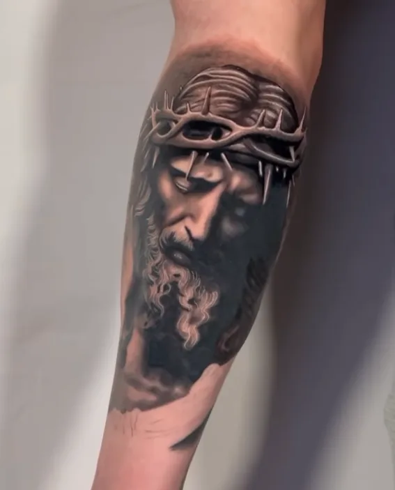 Black and grey realism tattoo by Damian Acosta